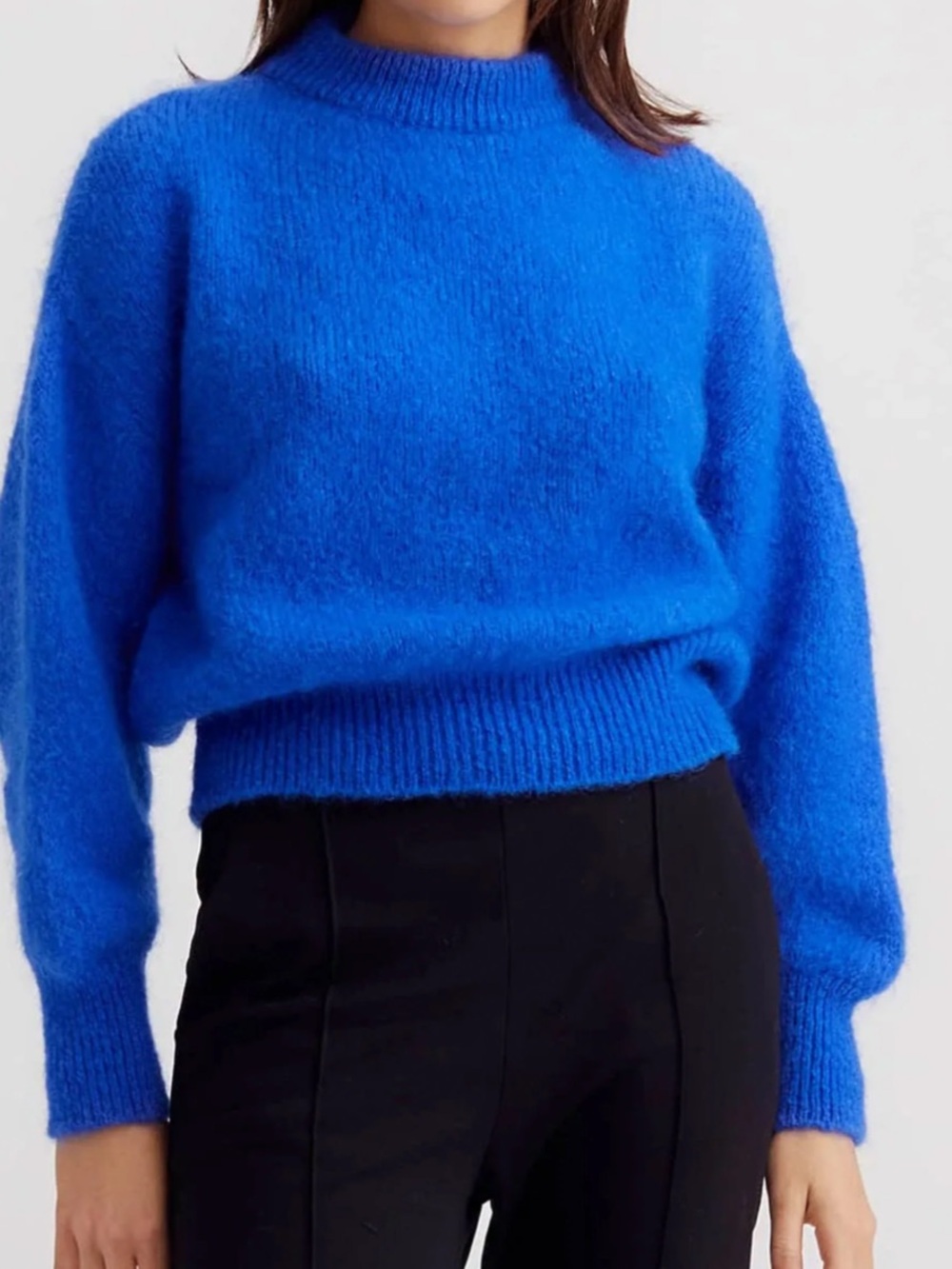 FENN WRIGHT & MANSON Women’s Blue Sweater Small Angora Rabbit Hair Angora Crop